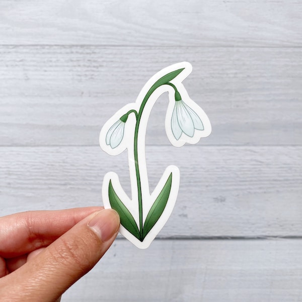 Snowdrop Flower Clear Vinyl Sticker| Waterproof Sticker for Laptop, Water Bottle, Phone Case | Die Cut Decal