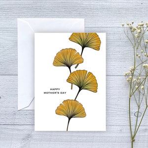 Bonne fête des mères Ginkgo Laisse la carte de vœux | Carte vierge pliée