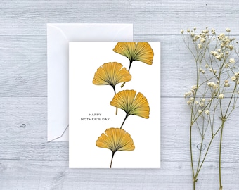 Happy Mother's Day Ginkgo Leaves Greeting Card | Folded Blank Card