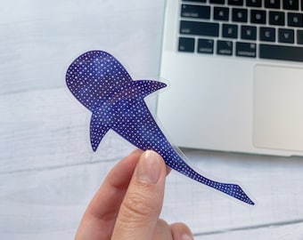 Whale Shark Clear Vinyl Sticker / Calcomanía de pegatina impermeable para computadora portátil, botella de agua, funda de teléfono, diario / pegatina transparente troquelada