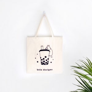Pastel Boba Trio Tote Bag — Boba Love - Bubble Tea Apparel & Accessories Black