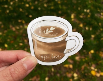 Coffee Love Clear Vinyl Sticker | Sticker for Laptop, Water Bottle, Phone Case | Transparent Die-Cut Decal