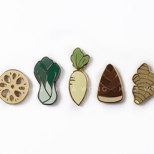 Épingle en émail Daikon Radis Légumes asiatiques Broche en émail dur Accessoire pour les gourmands Épinglette image 4