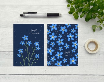 CARD SET | Forget-Me-Nots Greeting Card Set | Folded Blank Cards | All Occasion Cards | 6 Cards and Envelopes