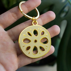 Lotus Root Metal Keychain | Metal Hard Enamel Keychain | Accessory for Keyring, Purse, Backpack