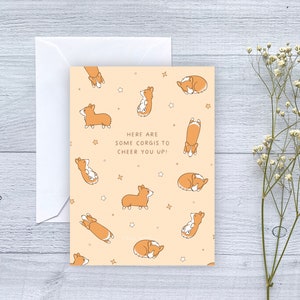 Süße Corgis to Cheer You Up Grußkarte | Klappkarte zum Aufmuntern, Just Because, Thinking of You, Sympathy