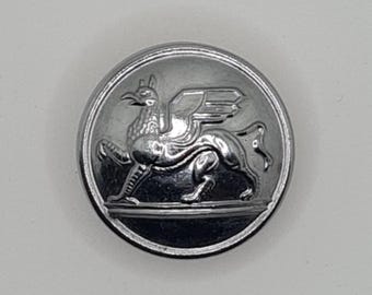 Vintage Police Button, London Transport, Griffin Heraldic Dragon Emblem, Metal 23mm