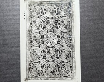 Book of Durrow Vintage Postcard Original ~ Real Photo, Illuminated Manuscript, Irish, Scottish, Religious, Celtic Knot, Design, Medieval