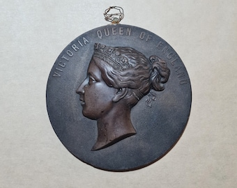 QUEEN VICTORIA Plaque Medallion 1850-1860 Antique Original ~ Large, Bois Durci, Portrait, Young, Victoria Queen of England, Memorabilia