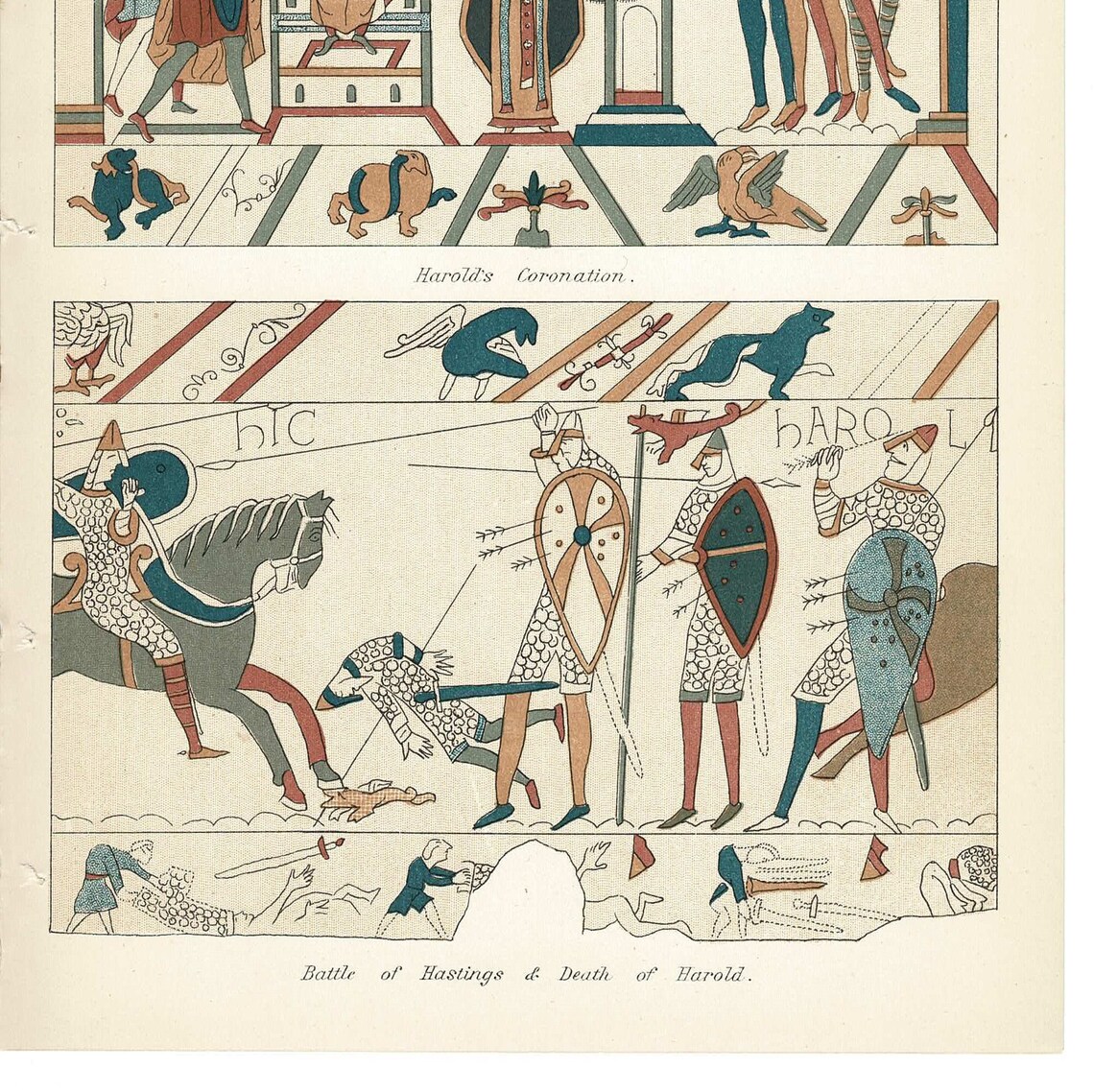 BAYEUX TAPESTRY 1891 Antique Book Print ORIGINAL Battle of Etsy