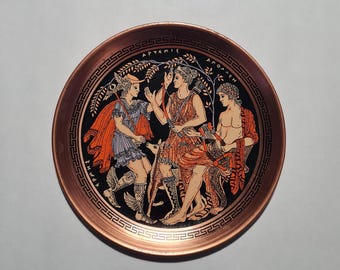 Vintage Greek Mythology Metal Wall Plate, Artemis Apollo Hermes, Greece Souvenir, Wall Art Decor [A]