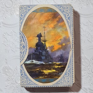 Thos De La Rue Deck Playing Cards Vintage Original ~ 3 Pence Duty Tax Wrapper Battleship Maritime Ship Navy Military [possibly 1930s]