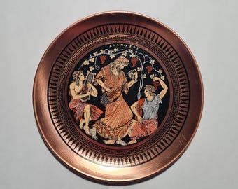 Vintage Greek Mythology Metal Wall Plate, Dionysus God, Greece Souvenir, Wall Art Decor [B]