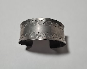 Jorgen Jensen Pewter Unisex Cuff Bracelet Vintage, Denmark Modernist Hammered Handcrafted Jewellery Signed 223