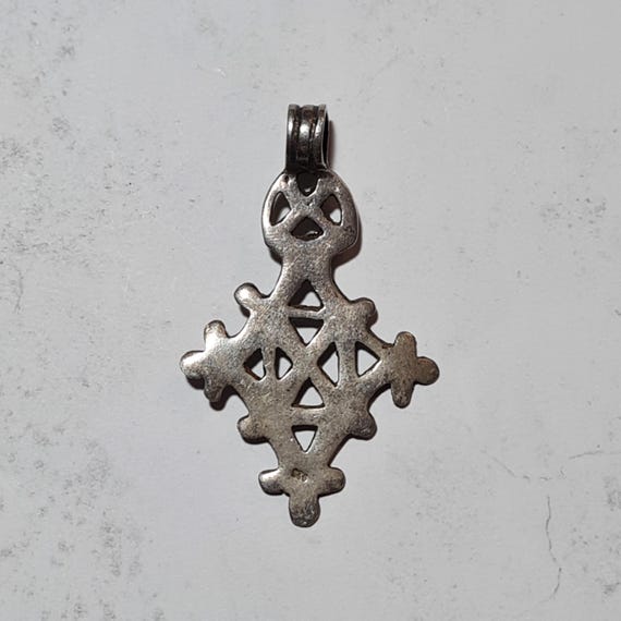 Vintage Tuareg Silver Cross Pendant, Niger Amulet Croix du Sud, African Handmade Jewellery View 3