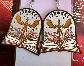 Forth Wing Book Inspired Dragon Wood Earrings