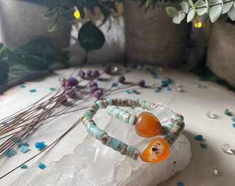 Carnelian & Serpentinite Jasper Bracelet