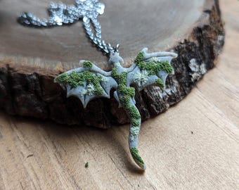 Mossy Dragon Clay Necklace