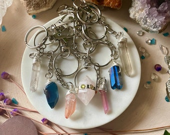 Crystal Keychain: Gemstone, Palo Santo Smudged