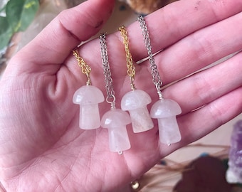 Rose Quartz Mushroom Necklace