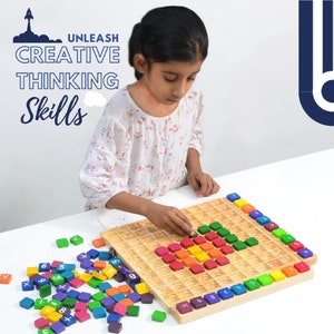 Anantpatal 100 Board- Combo Pack mit 200 Tiles-Alphabet/Zahlen/Mathe Symbol, 100 Wollkugeln, 20 Rahmenboard und 70 Aktivitäts Flash-Karten