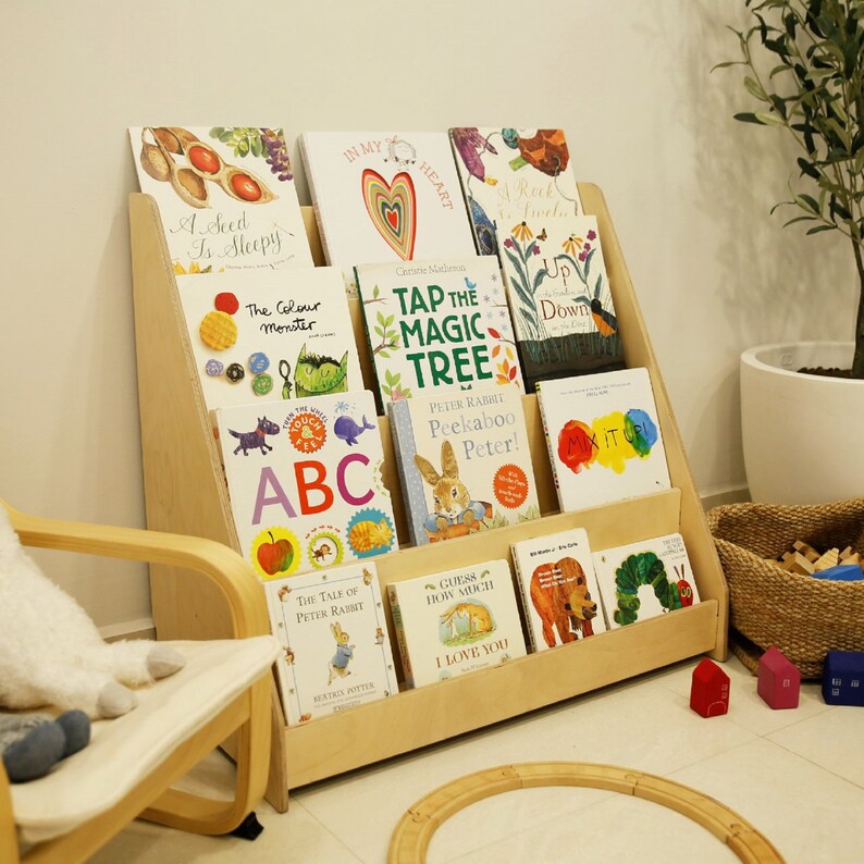 Toddler's Book Display Shelf Large Kids Montessori Etsy