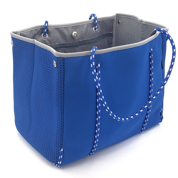 Seacoast Trading Neopreen Beach Bag Tote w / (2) Rits binnenzakken & knop hoofdbehuizing (blauw)