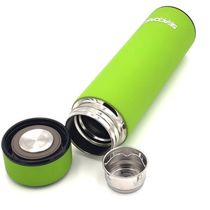 Double Wall Insulated Stainless Steel Coffee, Tea, Water Bottle w/infuser Perfect for Loose Leaf Tea, Coffee, Ice Cold Water ( green )