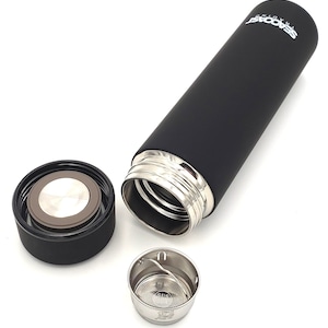 Double Wall Insulated Stainless Steel Coffee, Tea, Water Bottle w/infuser Perfect for Loose Leaf Tea, Coffee, Ice Cold Water ( Black )