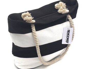 Nautical Striped Canvas Seacoast Trading Carry All Beach Bag Tote