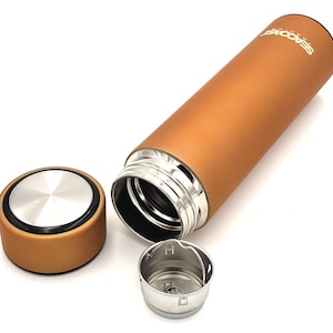 Double Wall Insulated Stainless Steel Coffee, Tea, Water Bottle w/infuser Perfect for Loose Leaf Tea, Coffee, Ice Cold Water ( gold )