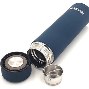 Double Wall Insulated Stainless Steel Coffee, Tea, Water Bottle w/infuser Perfect for Loose Leaf Tea, Coffee, Ice Cold Water ( Blue )