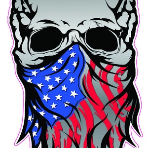 Skull American Flag Bandana Decal sticker