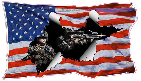 Patriotic Waving American Flag Decal sticker
