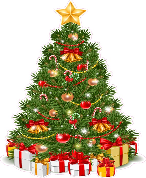 Christmas Tree with Presents v2 Window and Wall Decor Decal