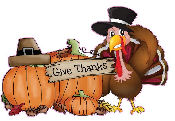 Thanksgiving Turkey giving thanks Wall or Window Decor Decal