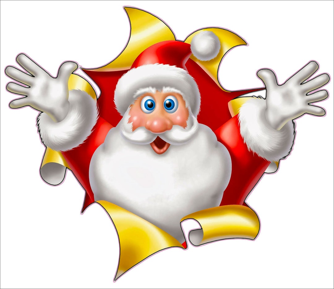 Autocollant Mural 3D Père Noël 'Qui Brise Le Mur' - Sticker Fenêtre Ou Porte, 29x25 Cm, Décoratif Et Amusant Pour Noël