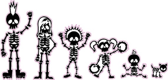 Skeleton Stick Family Mom - Dad - Son - Daughter - Baby - Dog Decal