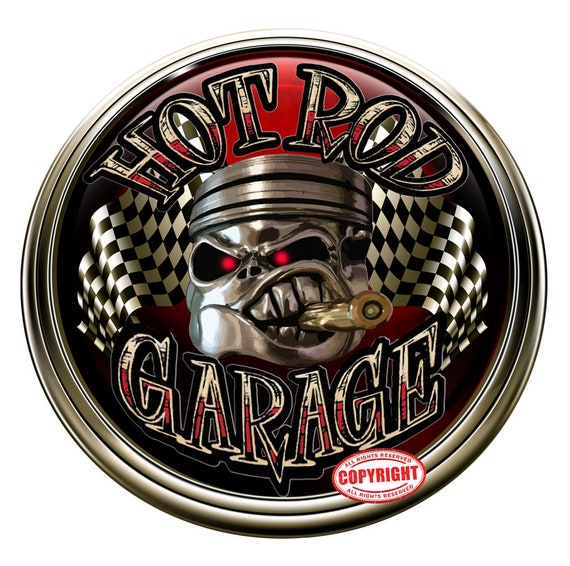 Hot Rod Garage Piston Crest Decal