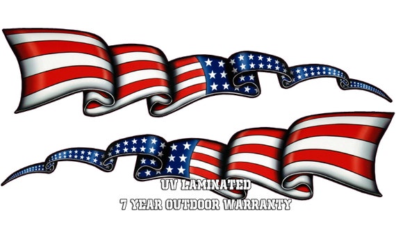 4 x 3.25 Waving American Flag Shape Stickers