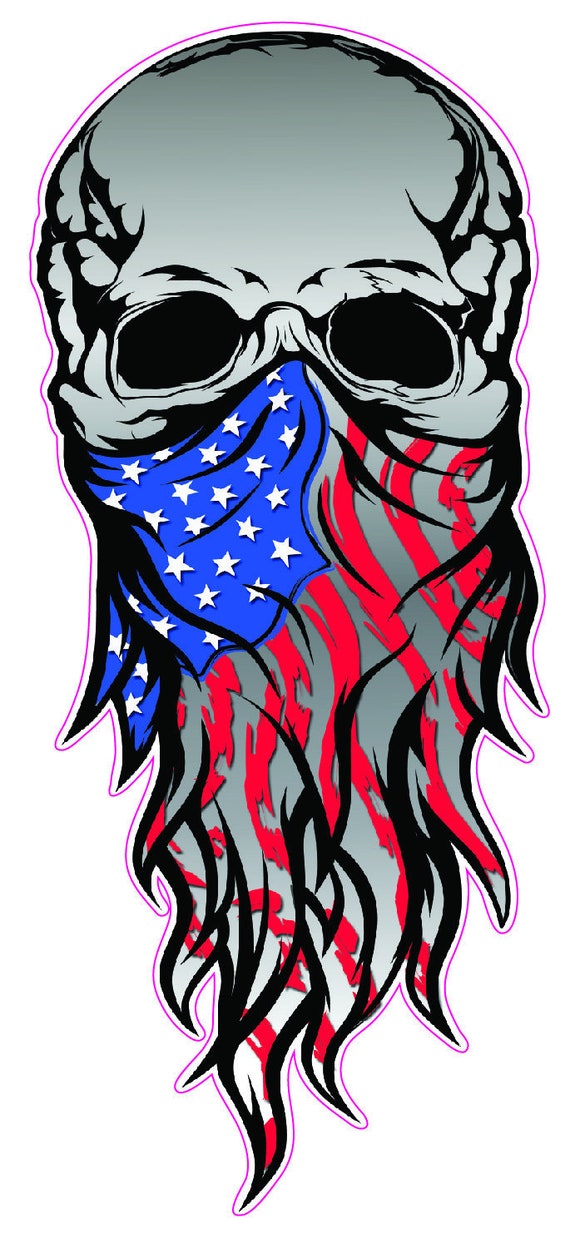 Skull American Flag Bandana Decal sticker