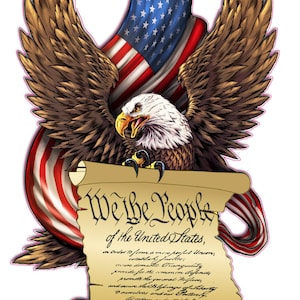 American Flag Eagle We the People Decal