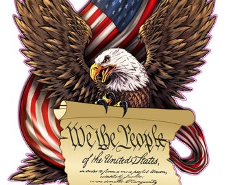 American Flag Eagle We the people decal
