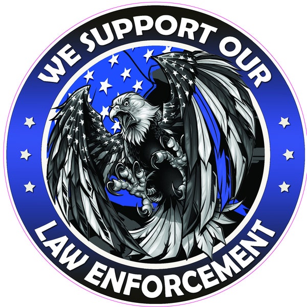 We support our Law Enforcement American Flag Eagle decal sticker