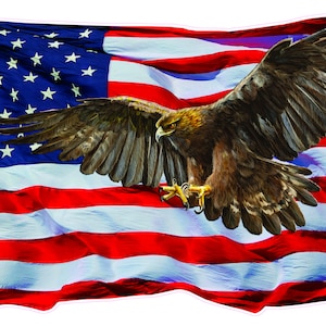 American Flag Golden Eagle V2 Decal sticker