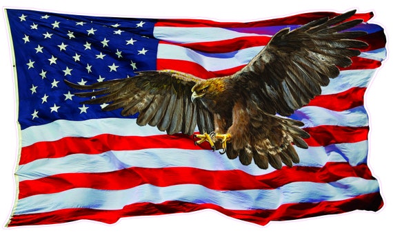 American Flag Golden Eagle V2 Decal sticker