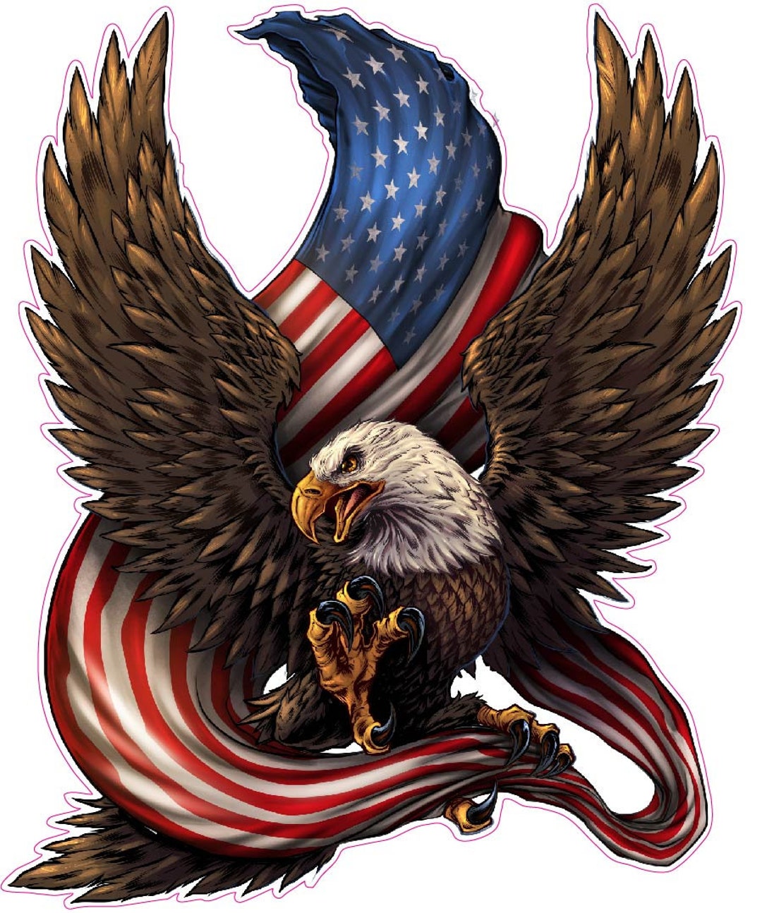 thumbnail image 2 of American Bald Eagle With American Flag Vinyl Decal – Patriotic Sticker For Car/Truck (Multicolor) 2 of 5
