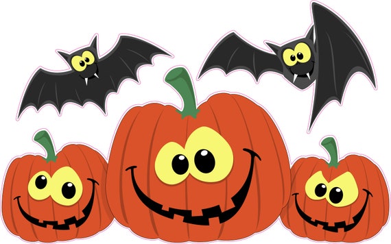 Halloween Pumpkin with Bats Wall or Window Decor Decal