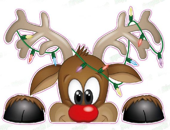 Rudolph Peeking Through the Window Wall and Window Decor Decal