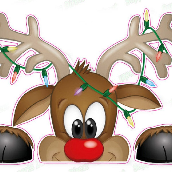 Rudolph Peeking Through the Window Wall and Window Decor Decal